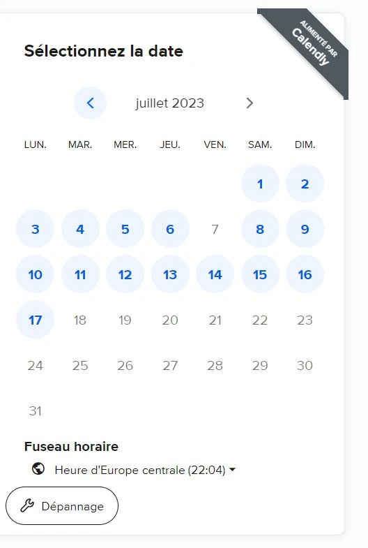 calendrier gratuit pour un site de reservation