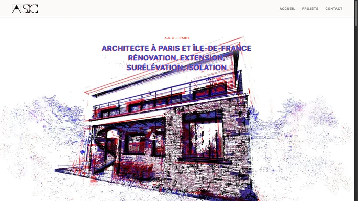 Capture d'écran de la page d'accueil de asc.archi