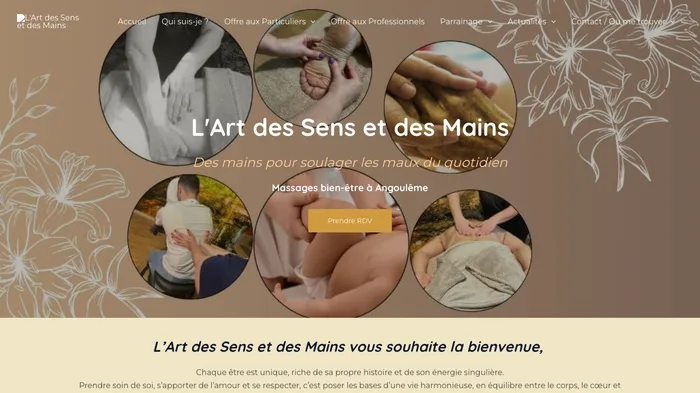 Capture d'écran de la page d'accueil de lartdessensetdesmains.fr