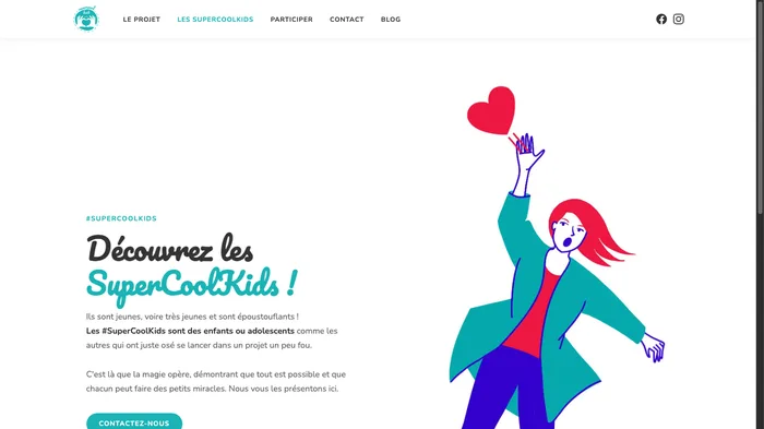 Capture d'écran de la page d'accueil de supercoolkids.pages.dev