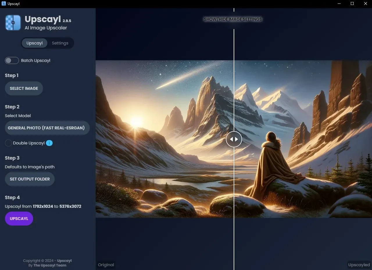 upscayl desktop avant apres exemple
